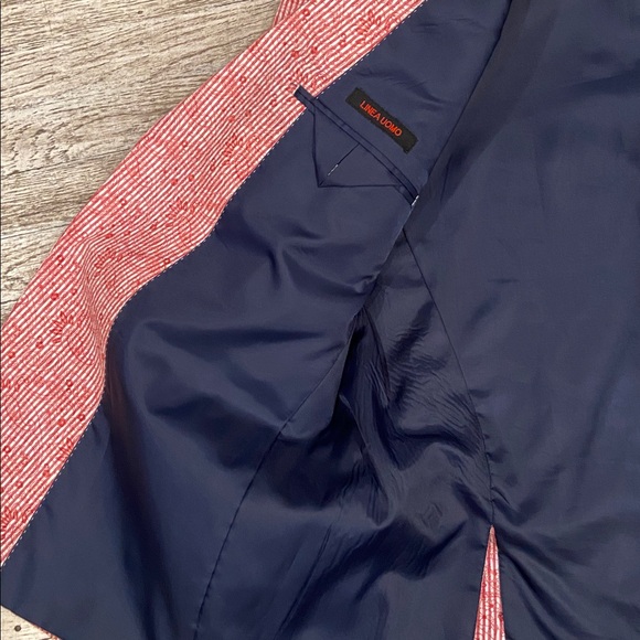 LINEA UOMO 100% Cotton Textured Red and White Jacket GC SIZE 46 - Picture 10 of 10